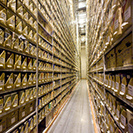 Shelves full of books inside the Library Annex