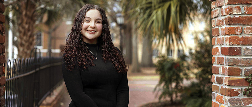 Samantha Hinton standing on the Horseshoe