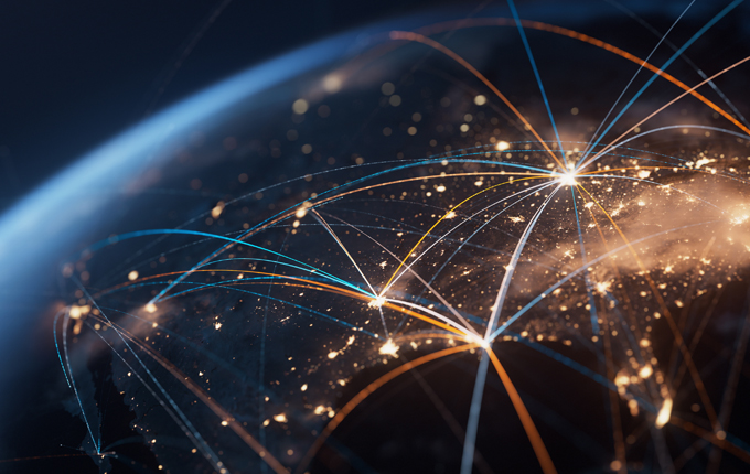 abstract of Earth with lights representing business connections